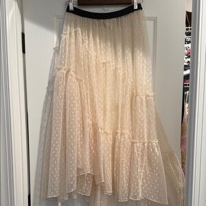 Cream Asymmetrical Polka Dot Skirt